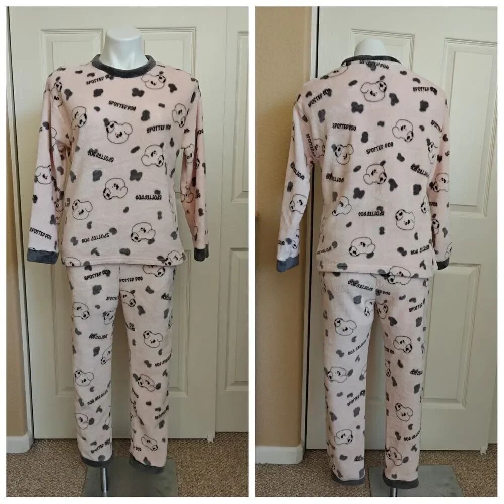 Spotted Dog fleece pajama set sz M